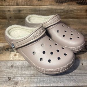 Crocs Classic Lined Clog Fuzzy Slippers Mushroom Bone Tan 7 Men/9 Women